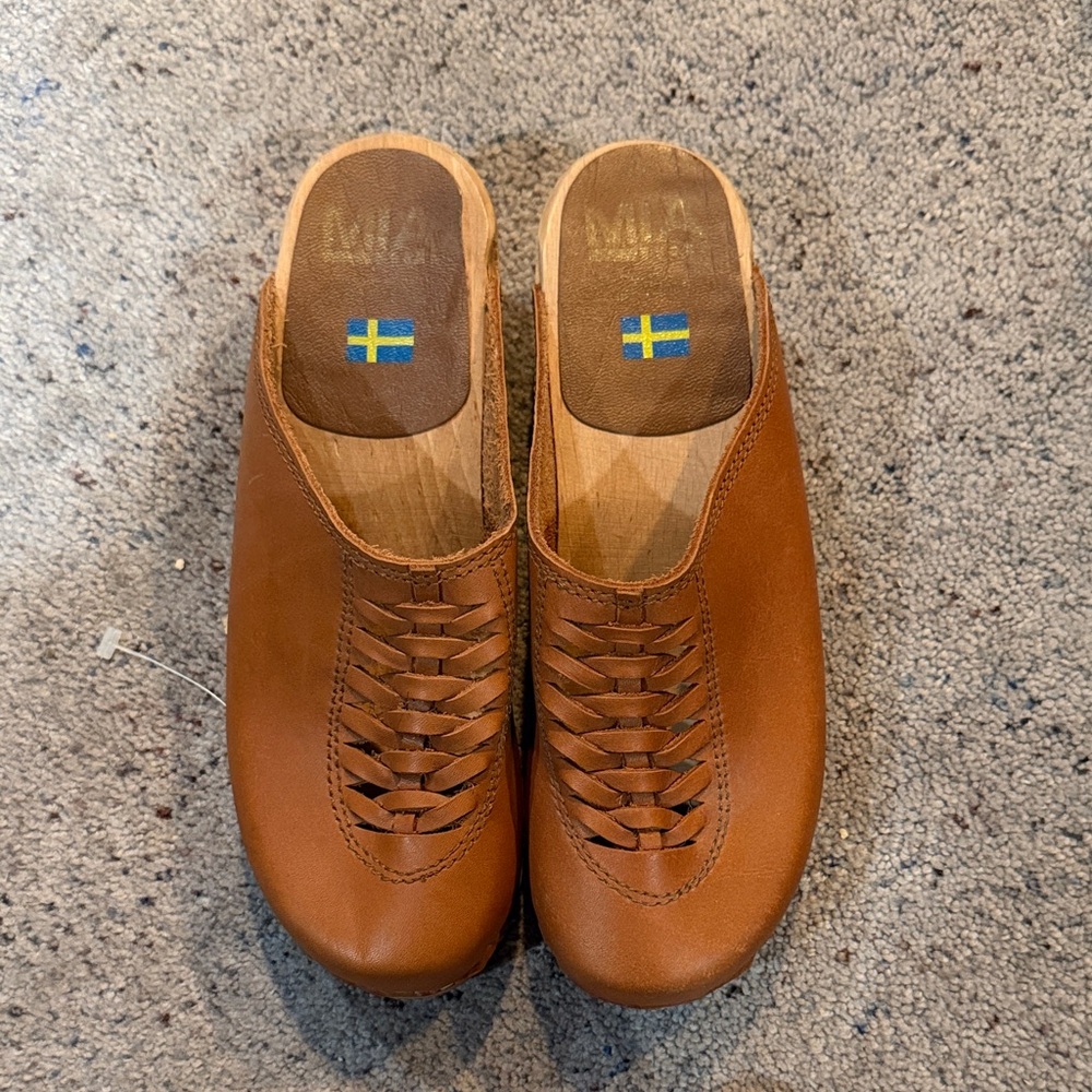 MIA Brown Leather Women's Clogs
